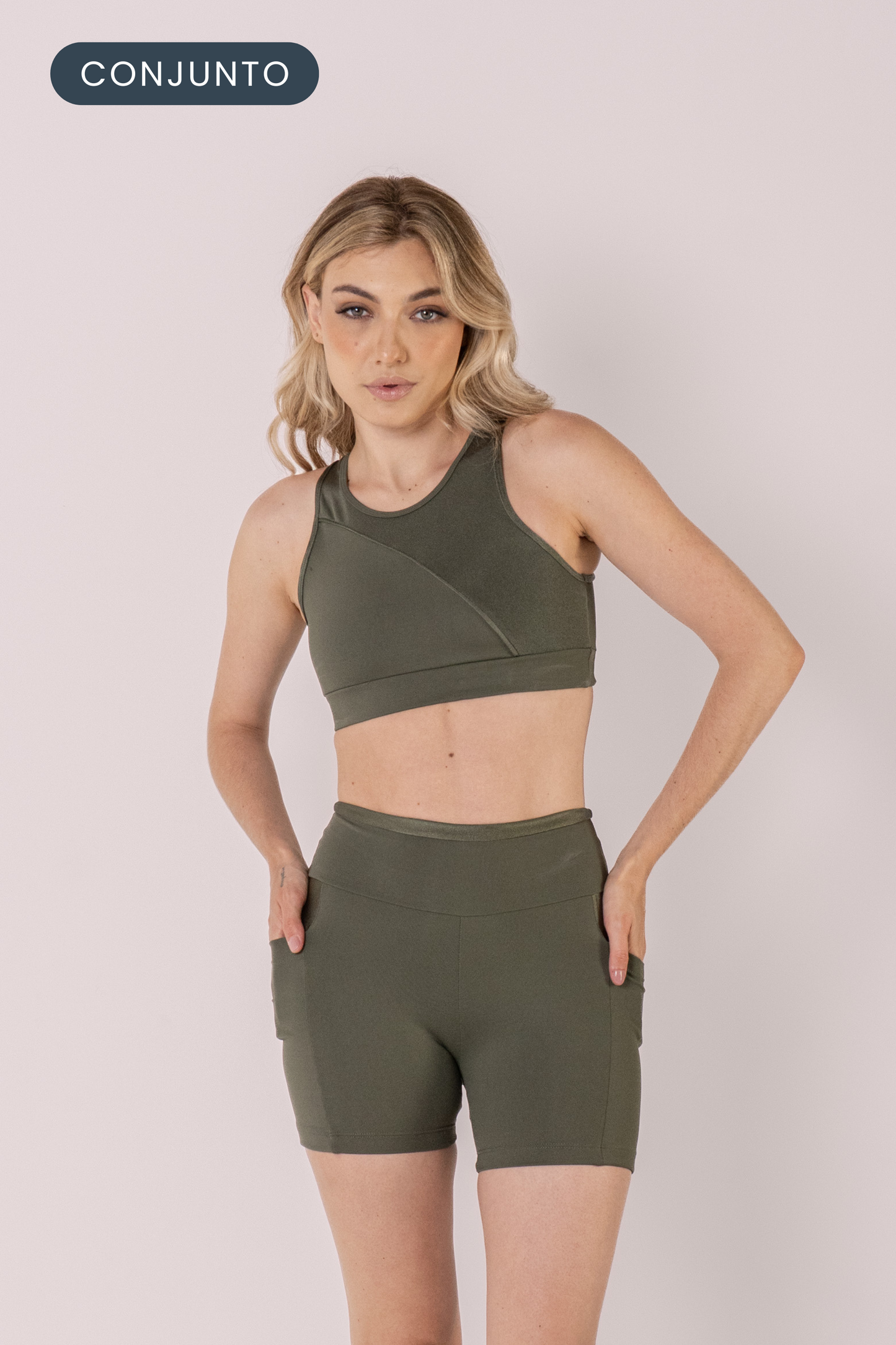 Conjunto Short Move + Top Racer Militar