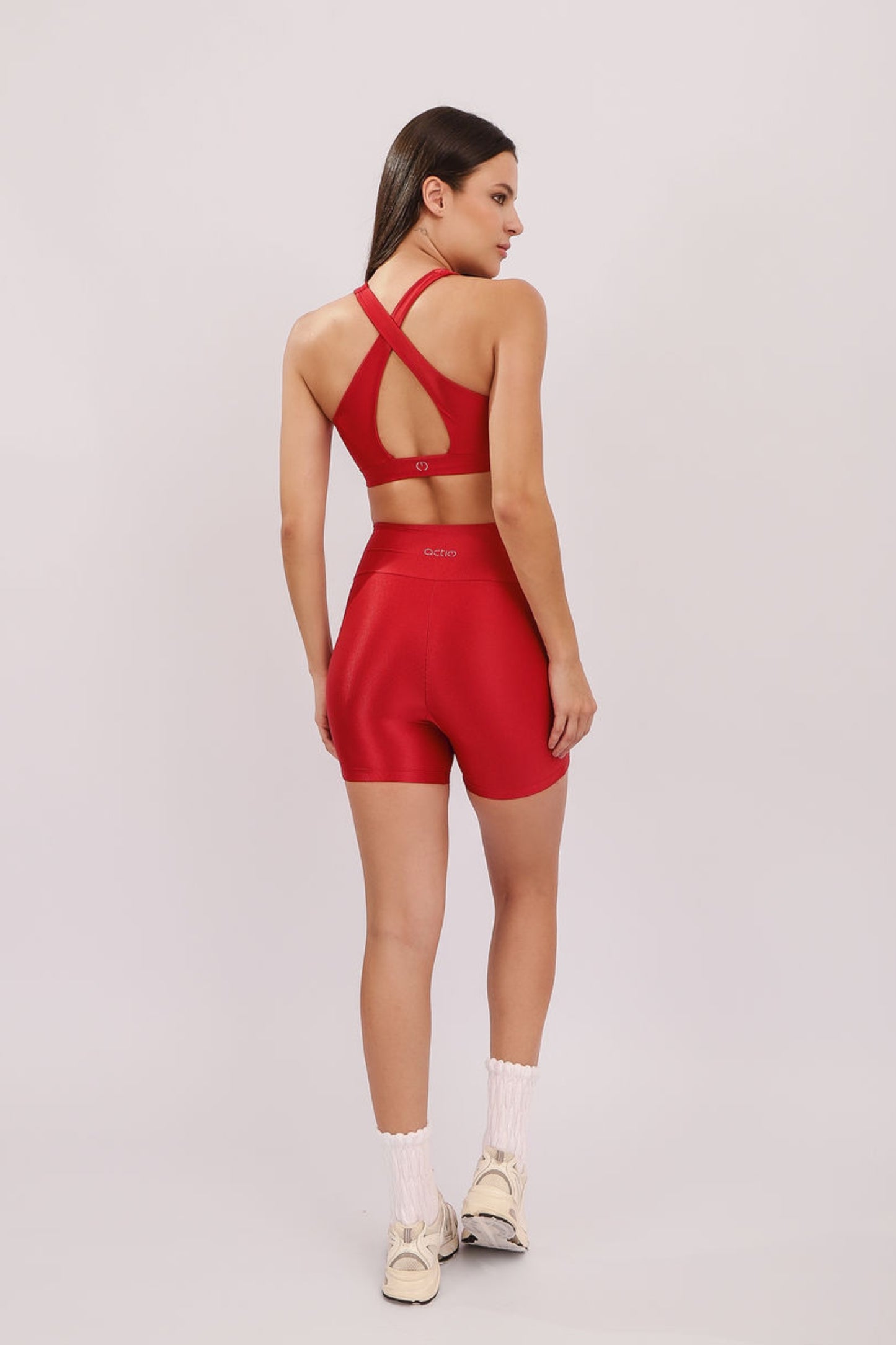 Conjunto Top Laced + Short Pocket Cherry