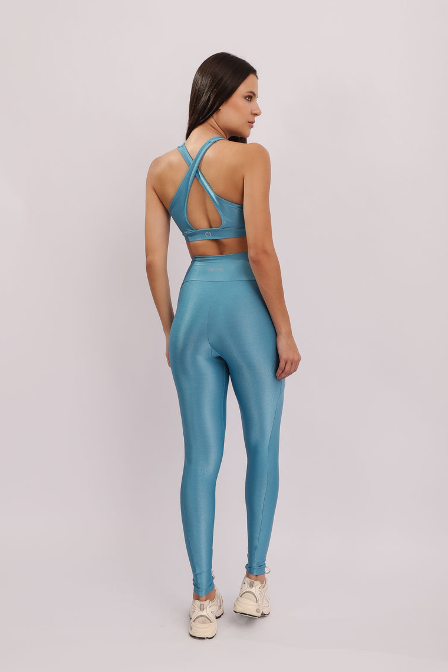 Conjunto Top Laced + Legging Pocket Ocean