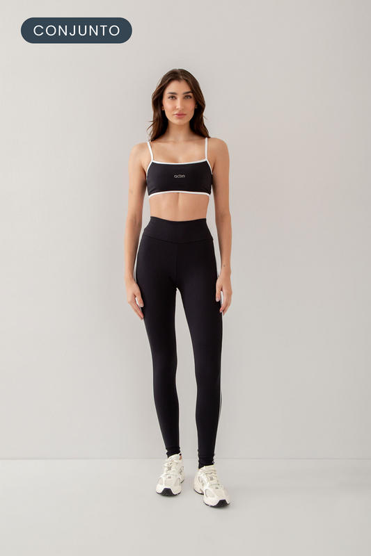 Conjunto Legging Contour + Top Strap P&B