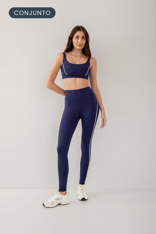 Conjunto Legging Contour + Top Wave Navy