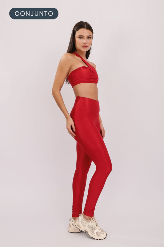 Conjunto Top Unique + Legging Pocket Cherry