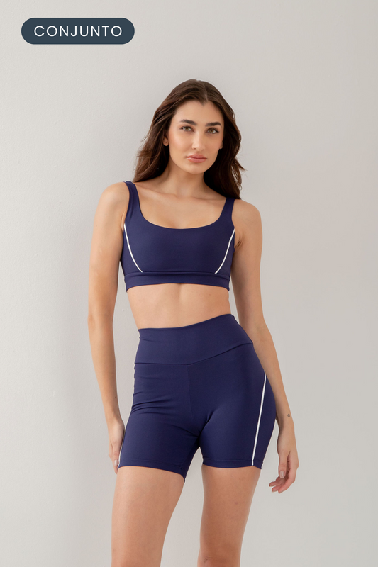 Conjunto Short Contour + Top Wave Navy