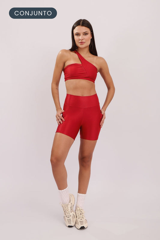 Conjunto Top Unique + Short Pocket Cherry