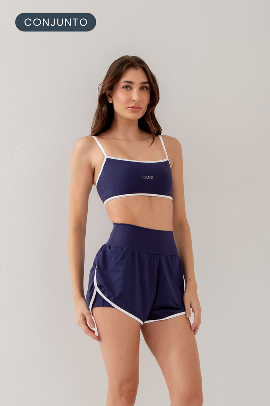 Conjunto Short Sports + Top Strap Navy