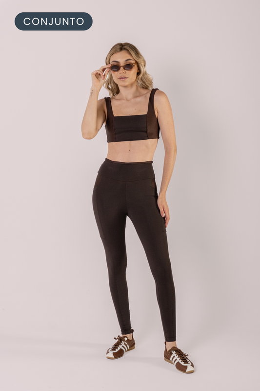 Conjunto Legging Move + Top Move Brown