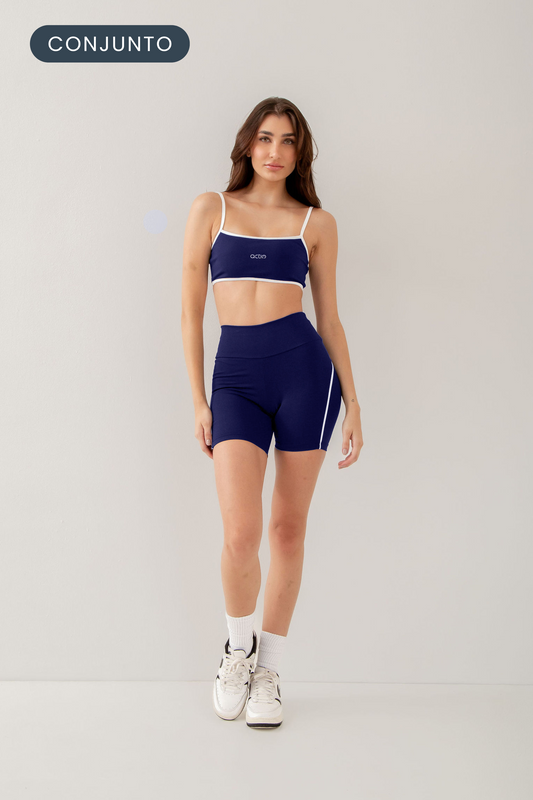 Conjunto Short Contour + Top Strap Navy