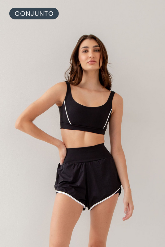 Conjunto Short Sports + Top Wave P&B