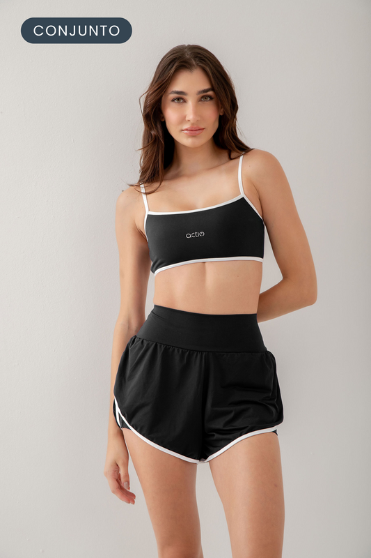 Conjunto Short Sports + Top Strap P&B