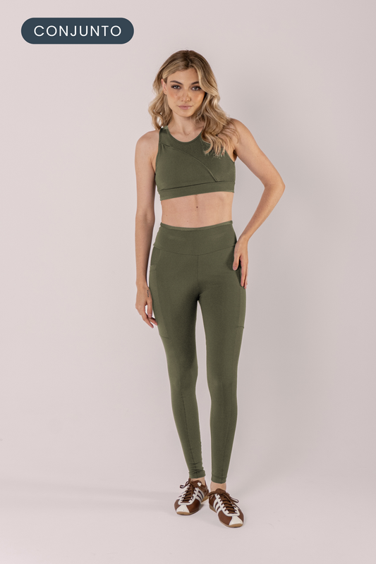 Conjunto Legging Move + Top Racer Militar